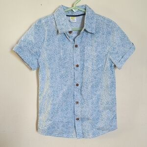 Crazy 8 Boys Button-down Short-Sleeve Cotton Shirt Wood Buttons Dots Size S 5/6